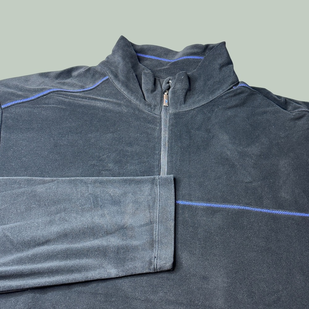 Tommy Bahama Pullover Mens XL T29725 Black Contrast Stitch Quarter-Zip Pullover